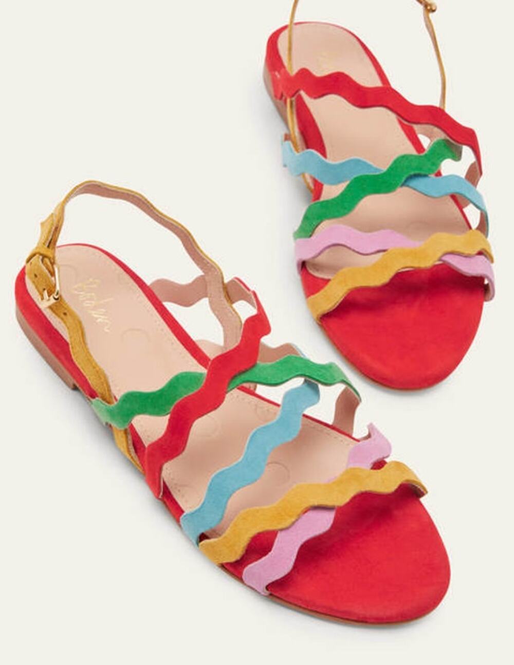 Boden sz 41 Multi Strap Flat Sandals Bright Poppy Multi leather us sz 9.5 SH312